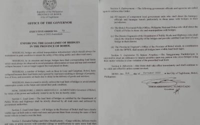 GOVERNOR ARIS AUMENTADO ISSUES EXECUTIVE ORDER ON BRIDGE LOAD LIMITS